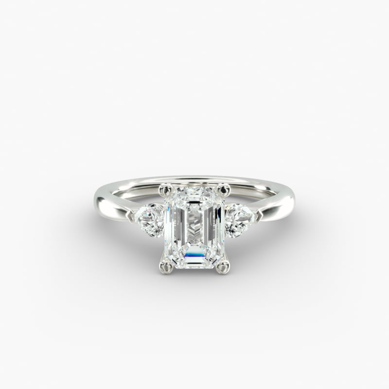 Pear Sidestone Lab-Grown Diamond Engagement Ring in 14k White Gold (1/4 ct. tw.)
