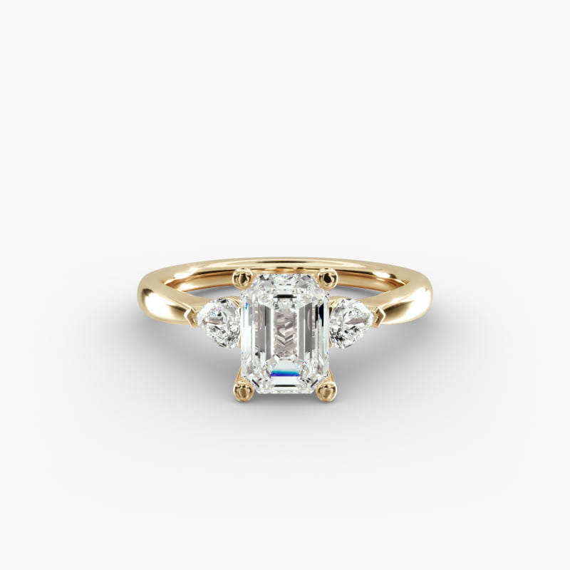 Pear Sidestone Lab-Grown Diamond Engagement Ring in 14k Yellow Gold (1/4 ct. tw.)