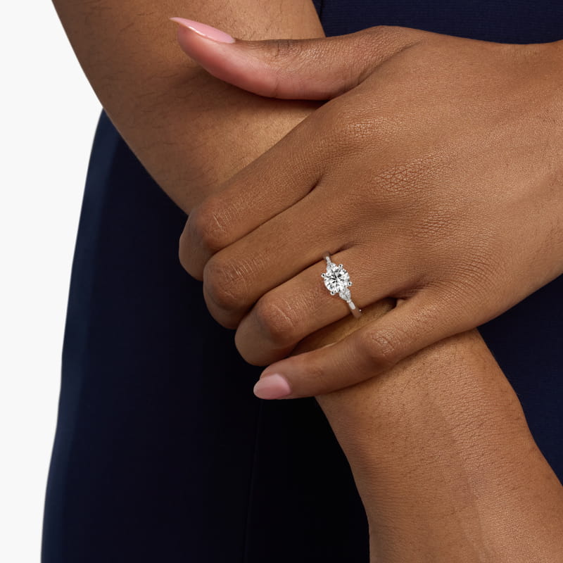 Pear Sidestone Diamond Engagement Ring in 14k White Gold (1/4 ct. tw.)