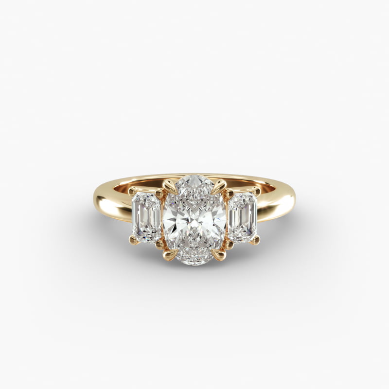 Three-Stone Emerald Cut Lab-Grown Diamond Engagement Ring in 14K Yellow Gold (5/8 ct. tw.)