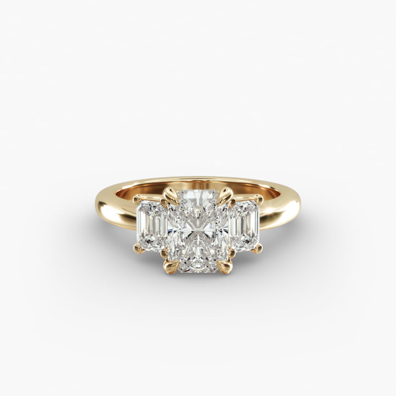 Three-Stone Emerald Cut Lab-Grown Diamond Engagement Ring in 14K Yellow Gold (5/8 ct. tw.)