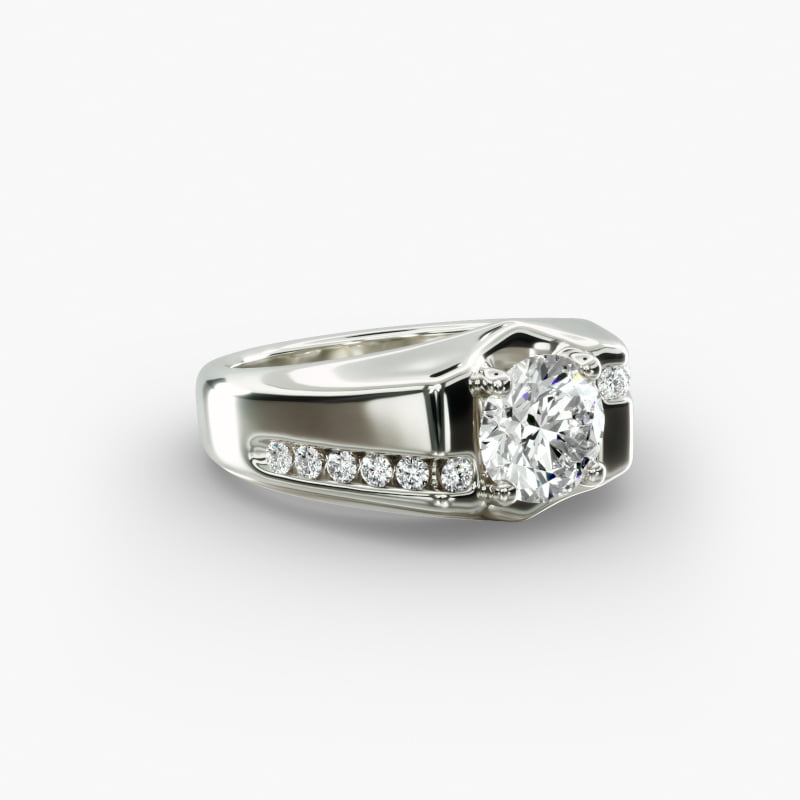 Men's Bypass Channel Diamond Engagement Ring in 14k White Gold (1/4 ct. tw.)