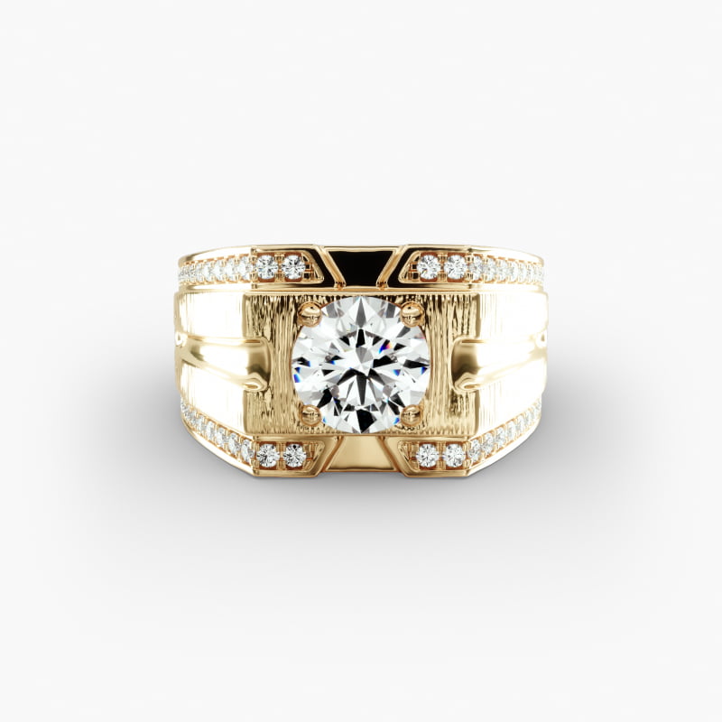 Men's Grooved Diamond Channel Engagement Ring in 14K Yellow Gold (1/4 ct. tw.)