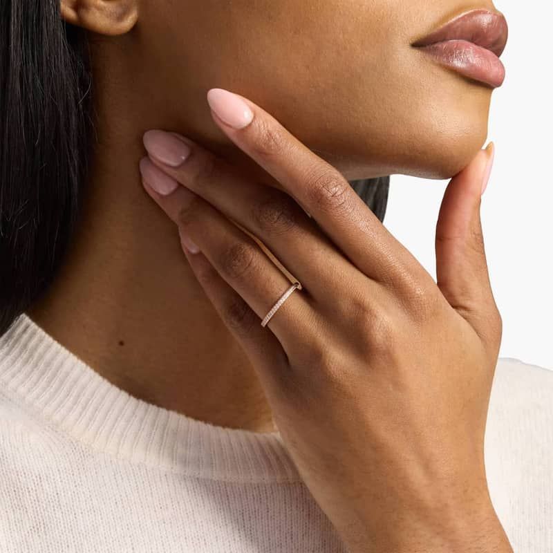 Petite Micropavé Lab-Grown Diamond Ring in 14k Rose Gold (1/10 ct. tw.)