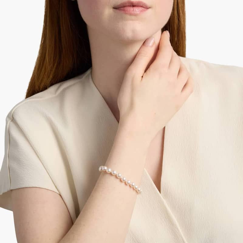 7" Classic Akoya Cultured Pearl Bracelet in 18k Yellow Gold (6.5-7.0mm)