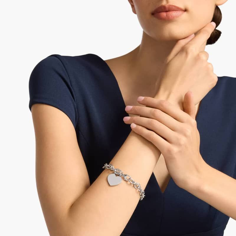 8" Heart-Tag Bracelet in Sterling Silver