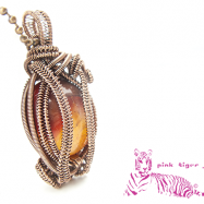 Caged Carnelian Gemstone Pendant in Antique Copper