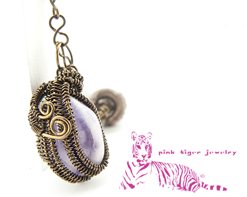 Amethyst Wire Weave Pendant with Infinity Viking Knit Chain