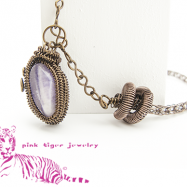Amethyst Wire Weave Pendant with Infinity Viking Knit Chain