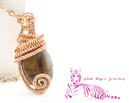 Tigers Eye Gemstone Pendant with Infinity Chain