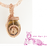 Tigers Eye Copper Pendant with Viking Knit Chain