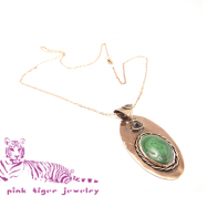 Watermelon Tourmaline and Malachite Gemstone Pendant