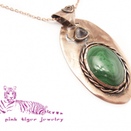 Watermelon Tourmaline and Malachite Gemstone Pendant