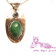 Watermelon Tourmaline and Malachite Gemstone Pendant